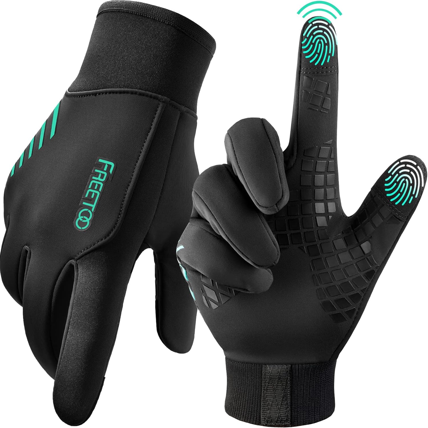 FREETOO Waterproof Winter Gloves with Fleece Lining for Cold Weather for Men, Windproof Touchscreen Warm Gloves for Snow Running Cycling Driving - Image 1